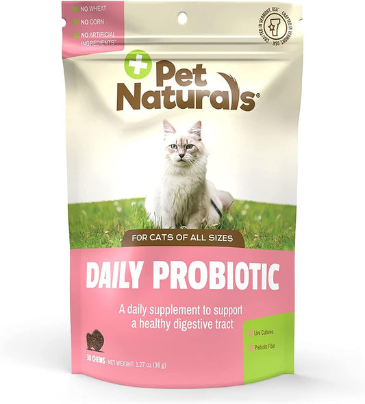 Pet Naturals Daily Probiotic for Cats, 30 Chews - Digestive and Immune Support Supplement for Cats