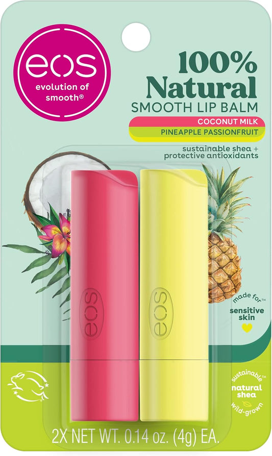 eos Super Soft Shea Stick Lip Balm, Coconut Milk and Pineapple Passionfruit, Deeply Hydrates and Seals in Moisture, Sustainably-Sourced Ingredients