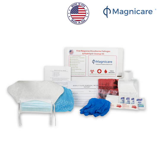 First Response Spill Kit - Be OSHA Compliant | Bloodborne Pathogen & Vomit Cleanup Kit: Comprehensive Spill Response for Bodily Fluids, Ideal for Restaurants & Public Spaces