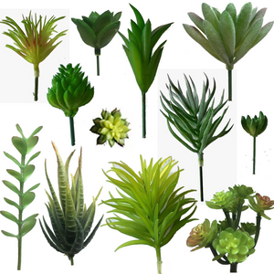 Artificial Succulent Plants in Flocked Green for Decoration - 12 PACK