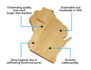 WISCONSIN Home Cutting Board and Butter Board & Wisconsin Gifts, Home Decor and Souvenir Made in USA
