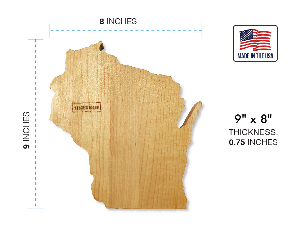 WISCONSIN Home Cutting Board and Butter Board & Wisconsin Gifts, Home Decor and Souvenir Made in USA